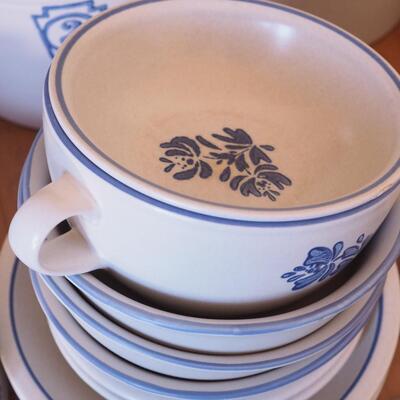 Lot 199 Large lot of Blue and white Colonial crocks and pottery