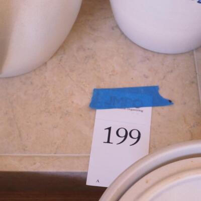 Lot 199 Large lot of Blue and white Colonial crocks and pottery