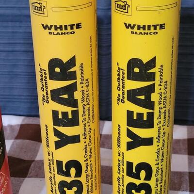Lot 102: Window Sealant, (2) White Silicone, All Weather Roof Cement ect.