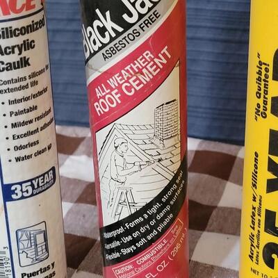 Lot 102: Window Sealant, (2) White Silicone, All Weather Roof Cement ect.
