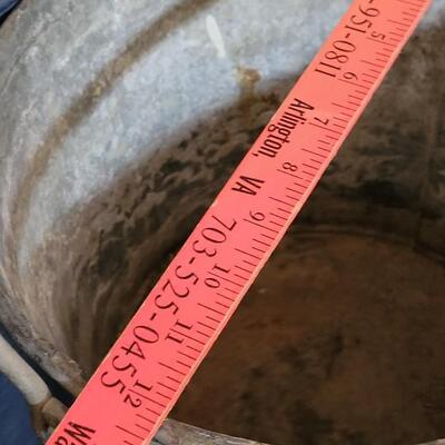 Lot 103: Vintage Heavy Duty Galvanized Metal Farm Bucket with Rolled Rim