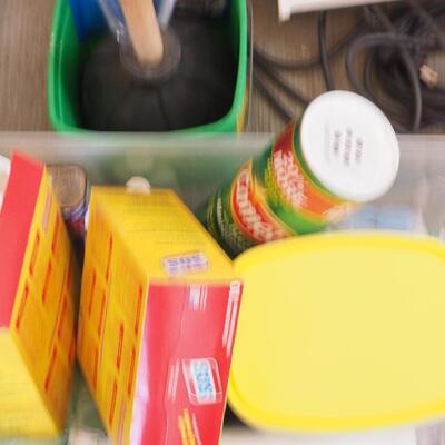 Lot 137 garage household cleaners, mops brooms, holders, Shark rotary vacuum