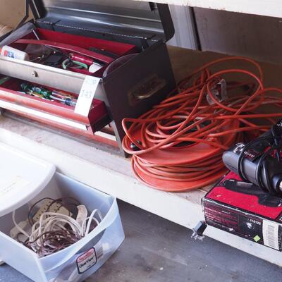 Lot 143 Craftsman vintage tool chest, tools extension cords