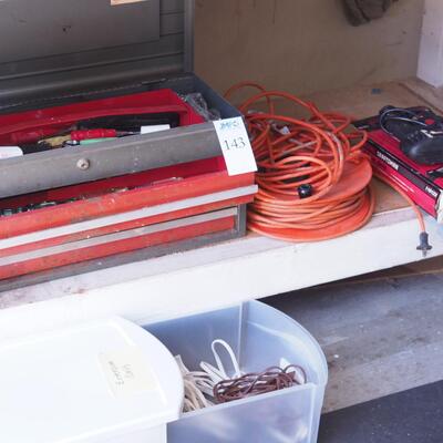 Lot 143 Craftsman vintage tool chest, tools extension cords