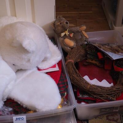 Lot 89 Christmas ornaments and polar bear PJ bag