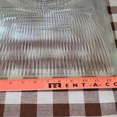 Lot 129: Vintage Thick Glass Light Fixture 