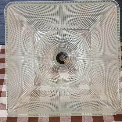 Lot 129: Vintage Thick Glass Light Fixture 