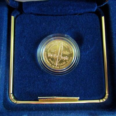US Mint Uncirculated 1987 West Point Constitution $5.00 Gold Coin In Original Packaging