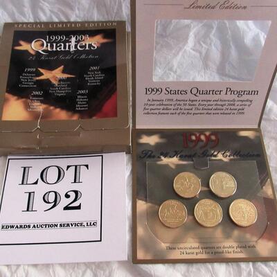 1999 Uncirculated 24K Plated State Quarters, Sealed In Original Package