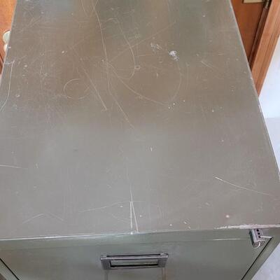 Lot 140: Vintage Army Green File Cabinet 
