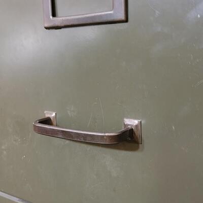 Lot 140: Vintage Army Green File Cabinet 