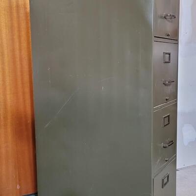 Lot 140: Vintage Army Green File Cabinet 