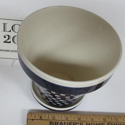 Vintage Handmade Boleslawiec Stoneware Polish Pottery Planter and Underplate, Read Description For Details