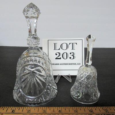 2 Nice Lead Crystal Bells, Unknown Maker, Nice Pressed Glass, Heavy