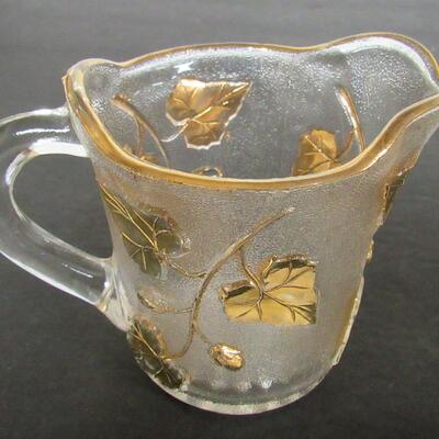 Antique EAPG Ivy In Snow Pattern Glass Butter Dish, Sugar and Creamer Set