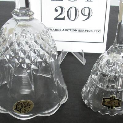 2 Vintage Lead Glass Bells, Made in Yugoslovakia