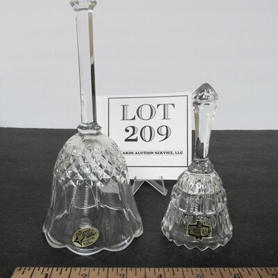 2 Vintage Lead Glass Bells, Made in Yugoslovakia