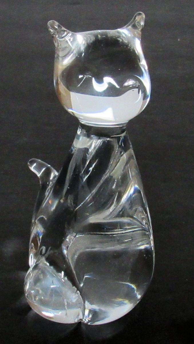 Cute Clear Glass Cat Figurine