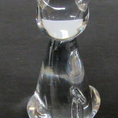 Cute Clear Glass Cat Figurine