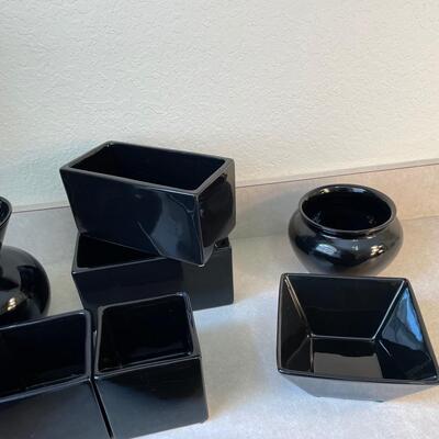 Lot 97  Black Ceramic Tablescape Items