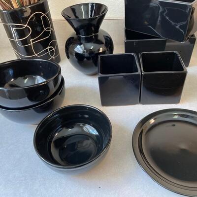 Lot 97  Black Ceramic Tablescape Items