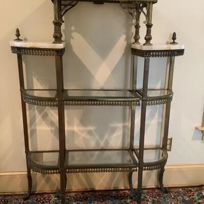 A. 750. Antique Brass and Onyx Etagere Shelf Display 