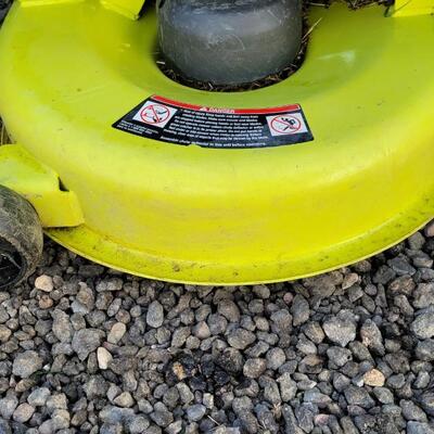 Lot 143: RYOBI RM480EX Electric Riding Lawnmower w/ Collection System and Charger COMPLETE & TESTED A+