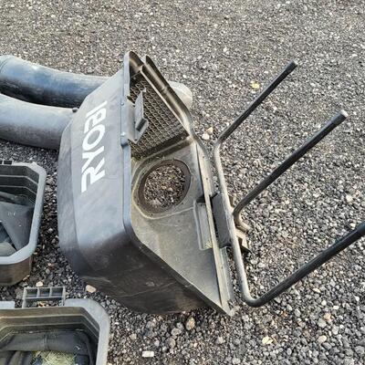 Lot 143: RYOBI RM480EX Electric Riding Lawnmower w/ Collection System and Charger COMPLETE & TESTED A+