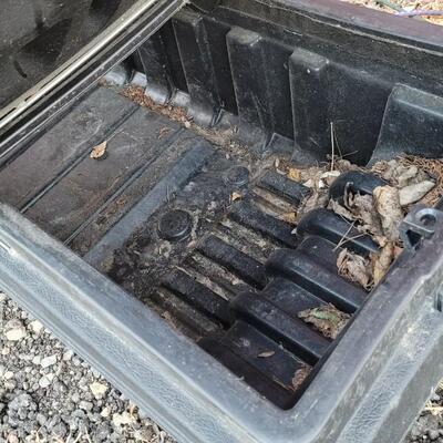 Lot 155: Truck Bed Toolbox (latches need replace - need bungee Cords to keep lids down)