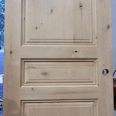 Lot 157: New Unused SOLID WOOD Home Design Entry Door w/ Precut Door Hole