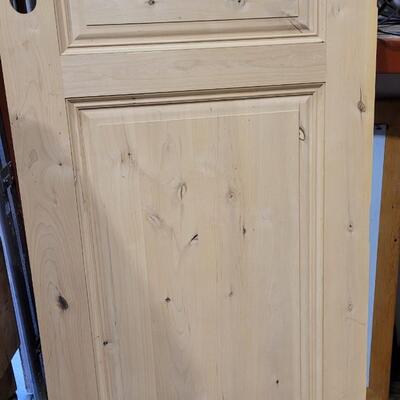 Lot 157: New Unused SOLID WOOD Home Design Entry Door w/ Precut Door Hole