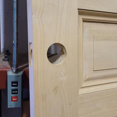 Lot 157: New Unused SOLID WOOD Home Design Entry Door w/ Precut Door Hole