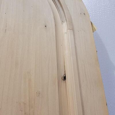 Lot 158: New Unused SOLID WOOD Arch Top Home Design Entry Door w/ Precut Door Hole