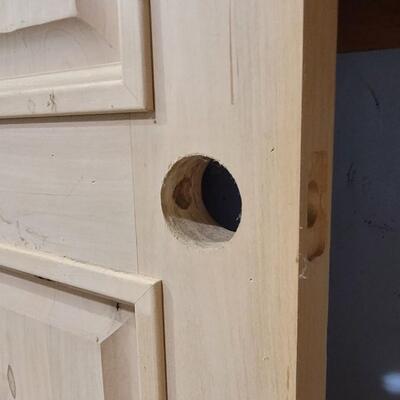 Lot 158: New Unused SOLID WOOD Arch Top Home Design Entry Door w/ Precut Door Hole