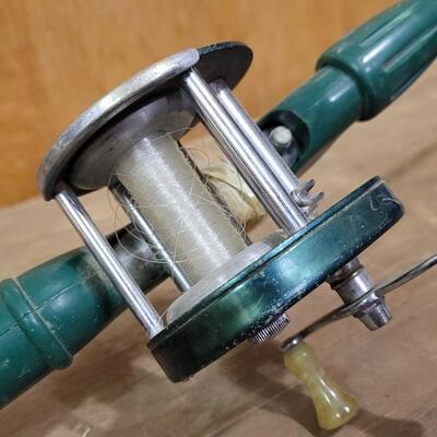 Lot 165: Vintage Green and Yellow No. 1926 Direct Drive Rod w/ Reel 
