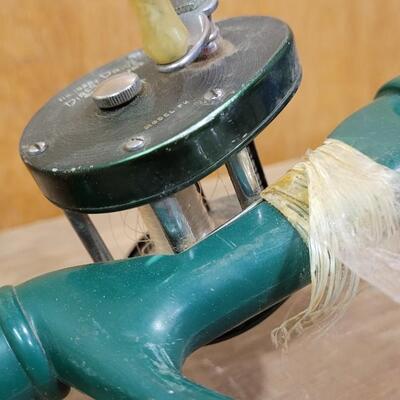 Lot 165: Vintage Green and Yellow No. 1926 Direct Drive Rod w/ Reel 