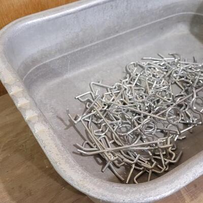 Lot 166: Vintage Steel Basin Tray w/ Assortment of Peg Board Hanger Accessories