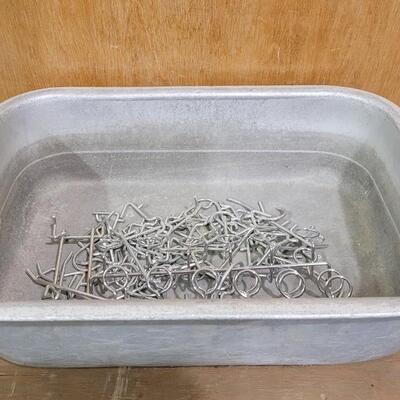 Lot 166: Vintage Steel Basin Tray w/ Assortment of Peg Board Hanger Accessories