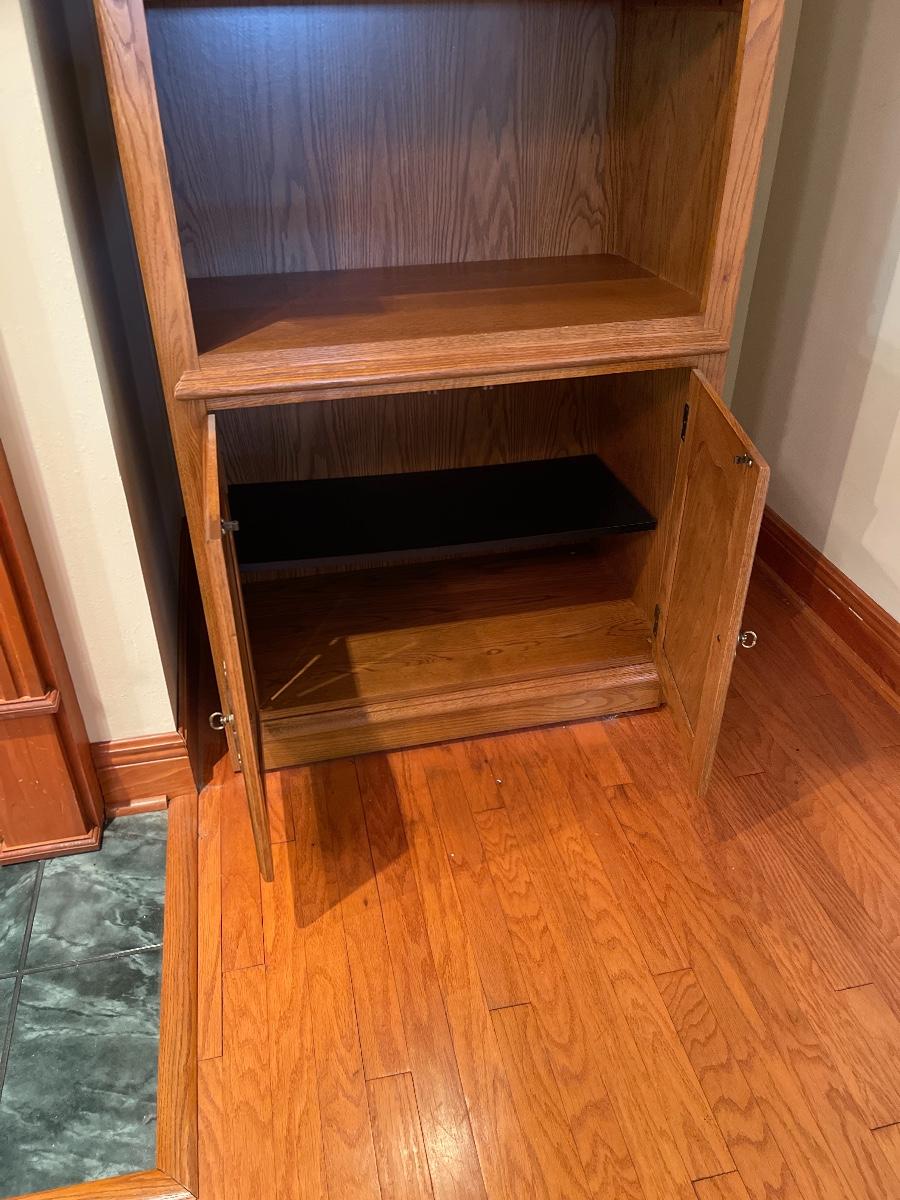 Thomasville Lighted Shelving Unit with Bottom Storage