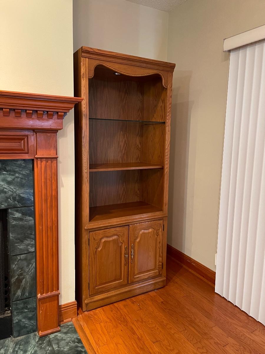 Thomasville Lighted Shelving Unit with Bottom Storage