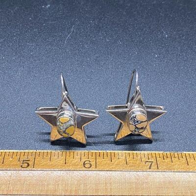 Sterling Silver & Agate Star Dangle Earrings 