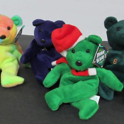 Lot of 4 Older Bamm Beano's Baseball Bean Bag Bears: Justice, Griffy, Jr, McGwire, Rodriguez