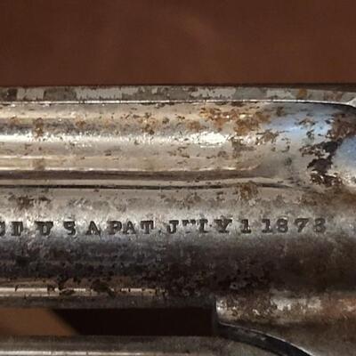 Lot 181: Antique 1878 J.W. MARLIN .30 Cal Short Rimfire Spur Trigger Bird's Eye Butt Revolver