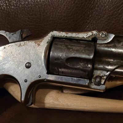 Lot 181: Antique 1878 J.W. MARLIN .30 Cal Short Rimfire Spur Trigger Bird's Eye Butt Revolver