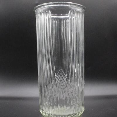 Large Ribbed Clear Glass Vase