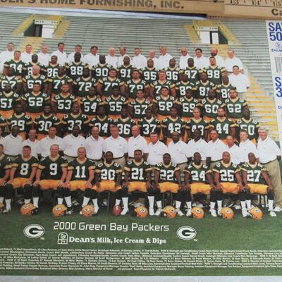 Lot of GB Packers Team Pictures 1999, 2000, Top 10 90s Team Ad, Packers Vs Cancer Flag