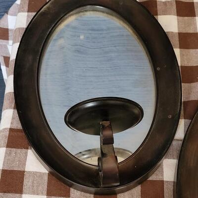Lot 184: (3) Brushed Copper Mirror Candle Holder Wall Deco 