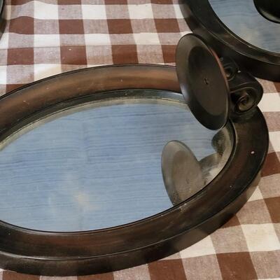 Lot 184: (3) Brushed Copper Mirror Candle Holder Wall Deco 