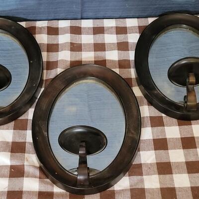 Lot 184: (3) Brushed Copper Mirror Candle Holder Wall Deco 