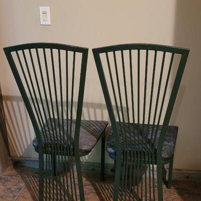Lot 195: (2) Green Metal Frame Chairs